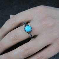 Vintage Sterling Turquoise Diamond Ring Size 10 Chuck Clemency