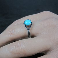 Vintage Sterling Turquoise Diamond Ring Size 10 Chuck Clemency