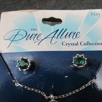 Estate May Birthstone Crystal Earrings Necklace Jewelry Set Pure Allure Crystal Collections