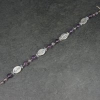 Estate Sterling Amethyst Faith Hope Love Toggle Bracelet 7.5 Inches