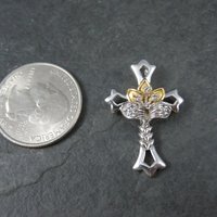 Vintage Sterling Vermeil Spinel Cross Pendant