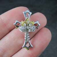 Vintage Sterling Vermeil Spinel Cross Pendant