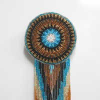 Huge Southwestern 12" Beaded Rosette Hair Clip Barrette Regalia