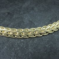 Italian 14K Yellow Gold and Diamond Wheat Chain Necklace 16.5 Inches