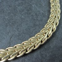 Italian 14K Yellow Gold and Diamond Wheat Chain Necklace 16.5 Inches