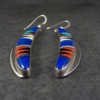 Vintage Southwestern Sterling Inlay Earrings