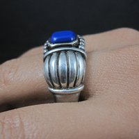 Vintage Sterling Faux Lapis Ring Size 14