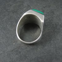 Mens Sterling Faux Malachite Ring Size 12