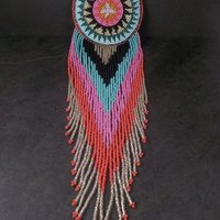 Huge Southwestern 13" Beaded Rosette Hair Clip Barrette Regalia