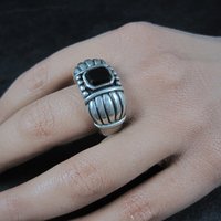 Vintage Gothic Sterling Onyx Ring New Old Stock Multiple Sizes Available
