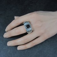 Vintage Gothic Sterling Onyx Ring New Old Stock Multiple Sizes Available