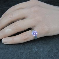 90s Sterling Pink Cz Solitaire Ring Size 5