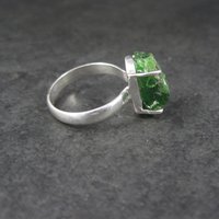 Vintage Sterling Raw Chrome Diopside Ring Size 8