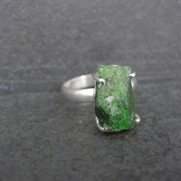 Vintage Sterling Raw Chrome Diopside Ring Size 8