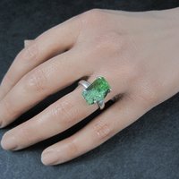 Vintage Sterling Raw Chrome Diopside Ring Size 8