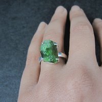 Vintage Sterling Raw Chrome Diopside Ring Size 8