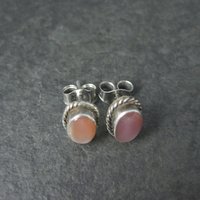 Southwestern Sterling Pink Mother of Pearl Stud Earrings