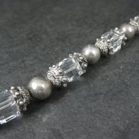 Vintage Bali Sterling Crystal Toggle Bracelet 7-8.25"