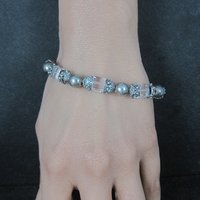 Vintage Bali Sterling Crystal Toggle Bracelet 7-8.25"