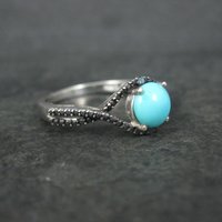 Vintage Sterling Turquoise Diamond Ring Size 10 Chuck Clemency