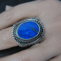 Vintage Sterling Lapis Lazuli Dragon Ring Size 10