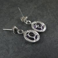 90s Sterling Amethyst Earrings New Old Stock