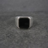 Vintage Mens Sterling Onyx Ring Sizze 9