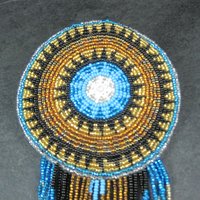 Huge Southwestern 12" Beaded Rosette Hair Clip Barrette Regalia