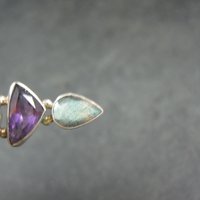 Vintage Sterling Labradorite Amethyst Pendant