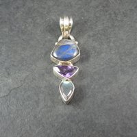 Vintage Sterling Labradorite Amethyst Pendant