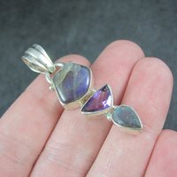 Vintage Sterling Labradorite Amethyst Pendant