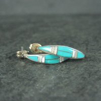 Southwestern Sterling Turquoise Inlay Earrings