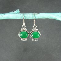 Vintage Sterling Chrysoprase Earrings