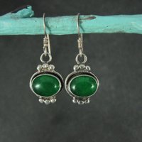 Vintage Sterling Chrysoprase Earrings