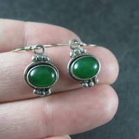 Vintage Sterling Chrysoprase Earrings