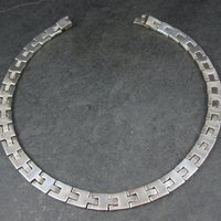 Heavy Vintage Mexican Sterling Link Necklace Choker 16 "