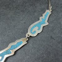 Vintage Mexican Alpaca Inlay Necklace 18"