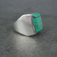 Mens Sterling Faux Malachite Ring Size 12