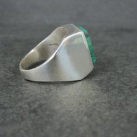 Mens Sterling Faux Malachite Ring Size 12