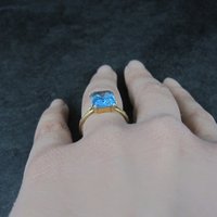 Antique Gold Filled Blue Glass Ring Sizes 5.75 & 6 Available New Old Stock