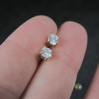 Vintage 14K Cz 4mm Stud Earrings