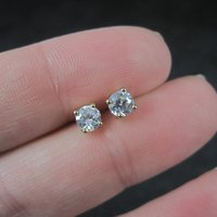 Vintage 14K Cz 4mm Stud Earrings