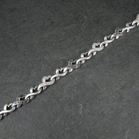 Vintage Sterling Diamond Illusion Heart Bracelet 6.25"