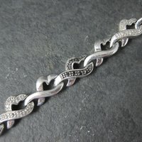 Vintage Sterling Diamond Illusion Heart Bracelet 6.25"