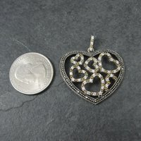 Large Sterling Cz Marcasite Heart Pendant