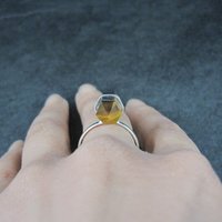 Vintage Sterling Tiger Eye Crystal Point Ring Size 8