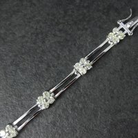 Vintage Sterling Yellow Cz Flower Bracelet 7.25 Inches