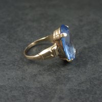 Antique Gold Filled Blue Glass Ring Size 6