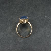 Antique Gold Filled Blue Glass Ring Size 6