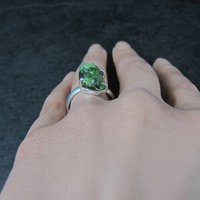 Vintage Sterling Raw Chrome Diopside Ring Size 8